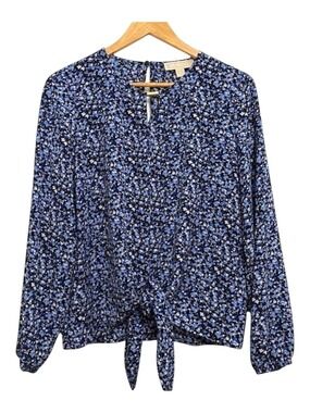 MICHAEL Kors blouse top Liberty floral lightweight blue white medium